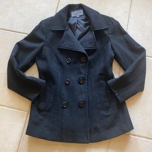 Bromley collection Double breasted black wool pea coat